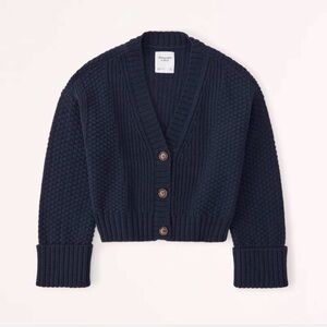 ABERCROMBIE & FITCH NAVY BLUE CROP CARDIGAN BRAND NEW